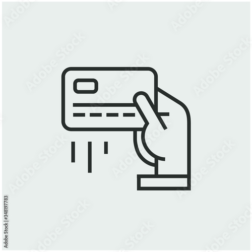 Set of payment options vector elements in flat style. Credit card processing, hand holding debit-credit card, cash and receipt.