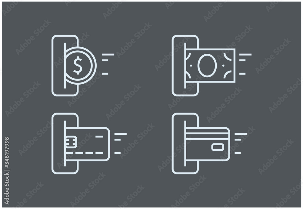 Set of payment options vector elements in flat style. Credit card processing, hand holding debit-credit card, cash and receipt. Set of payment options vector elements in flat style. Credit card processing, hand holding debit-credit card, cash and receipt.