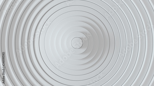 Fototapeta Naklejka Na Ścianę i Meble -  Abstract pattern of circles with the effect of displacement. White clean rings. Abstract background for business presentation. Modern simple shape wave style. 3d render