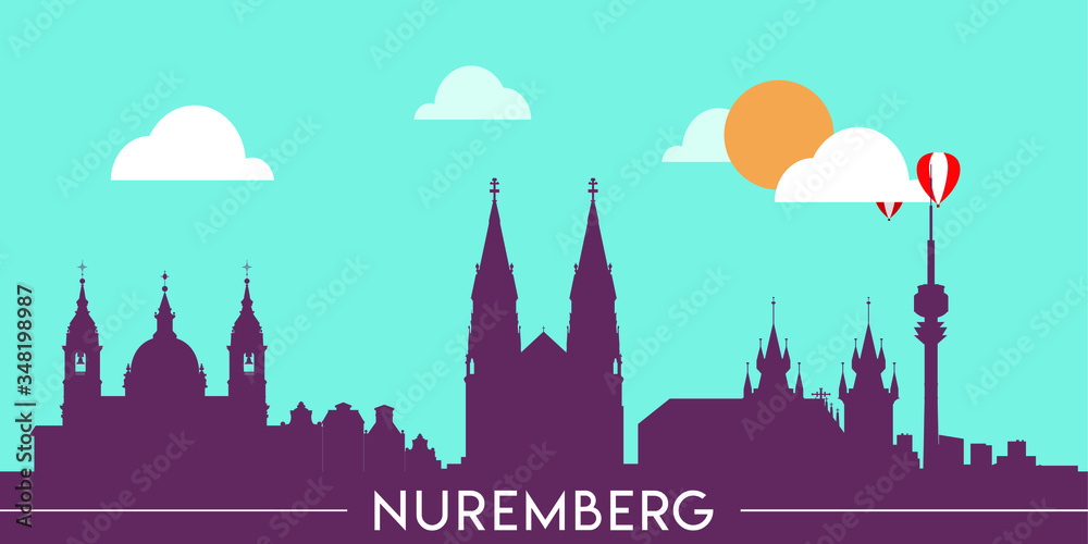 Nuremberg skyline silhouette flat design vector illustration