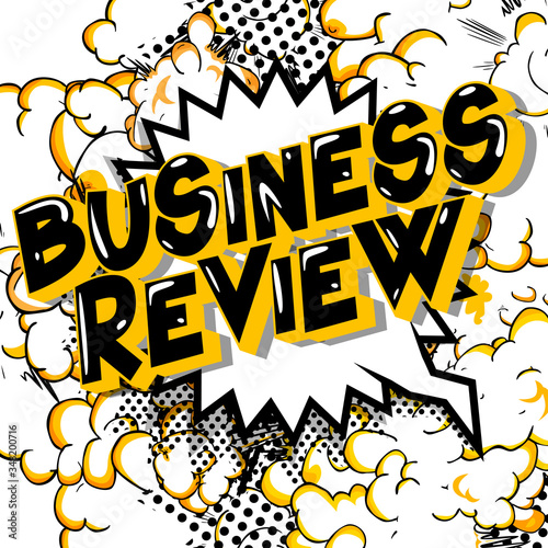 Business Review - Comic book style word on abstract background.