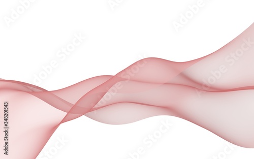 Abstract wave. Scarf. Bright ribbon on white background. Abstract smoke. Raster air background. 3D illustration