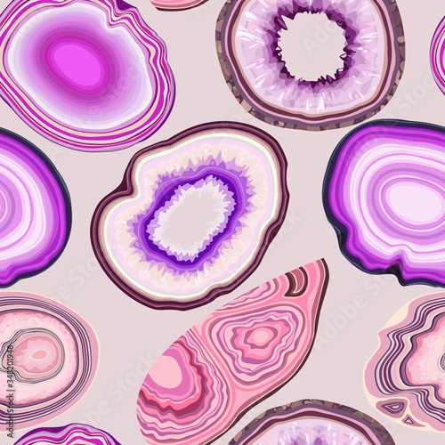 Vector seamless pattern with geode and agate cuts