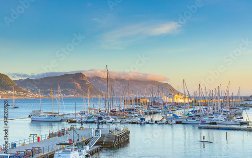 Simons town , cape town , South Africa - October 2018 : Simons Town harbor in the beautyful moring