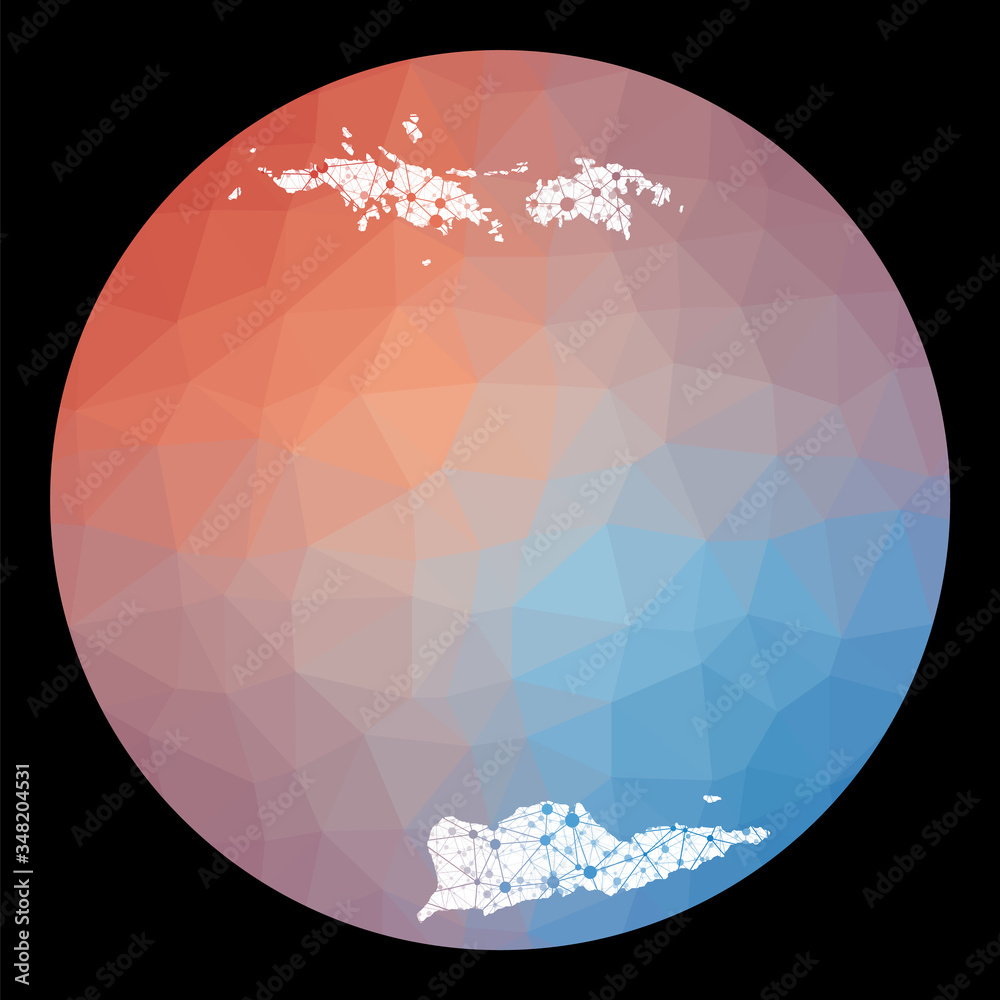Vecteur Stock Vector network Virgin Islands map. Map of the island with