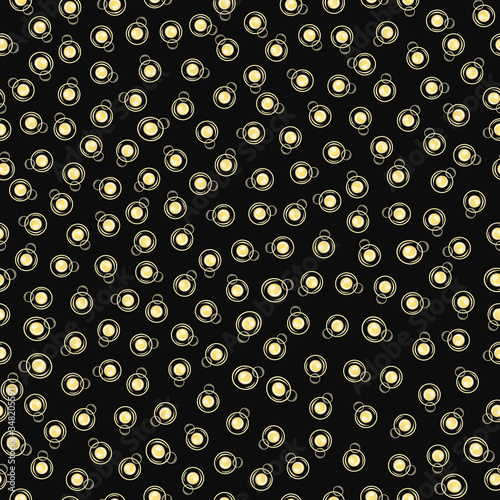 Ditzy Champagne bubbles vector seamless pattern background. Hand drawn fizzy droplets black gold backdrop. Elegant sparkling, effervescent repeat illustration. All over print for celebration concept