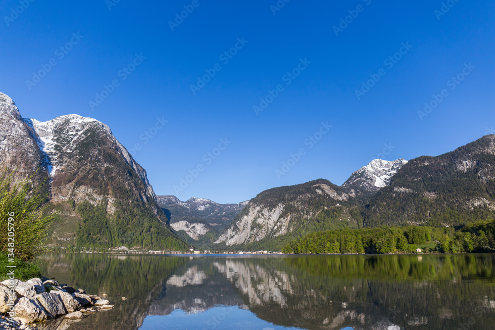 lake among mountains reflecting in Austria