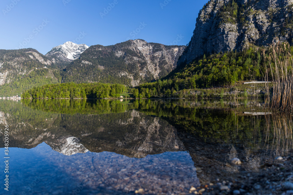 lake among mountains reflecting in Austria