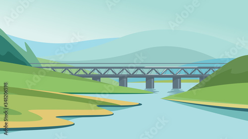 Bridge over the river. Beautiful nature landscape.