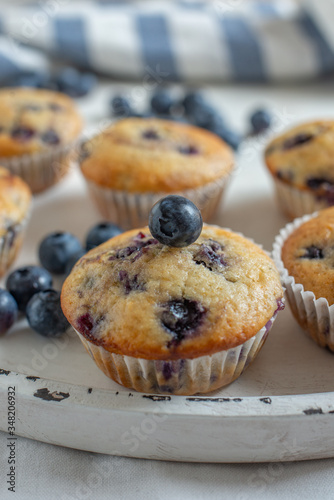 home made sweet blueberry muffin on a table