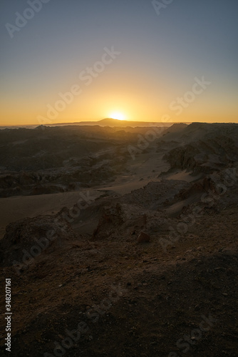 Death and Moon Valley views and Sunset at San Pedro de Atacama  Antofagasta - Chile. Desert. Andes.