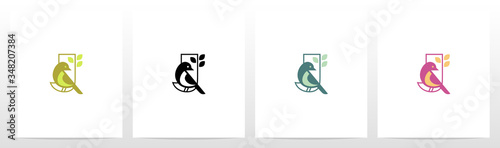 Bird Perch On Lettter Logo Design J