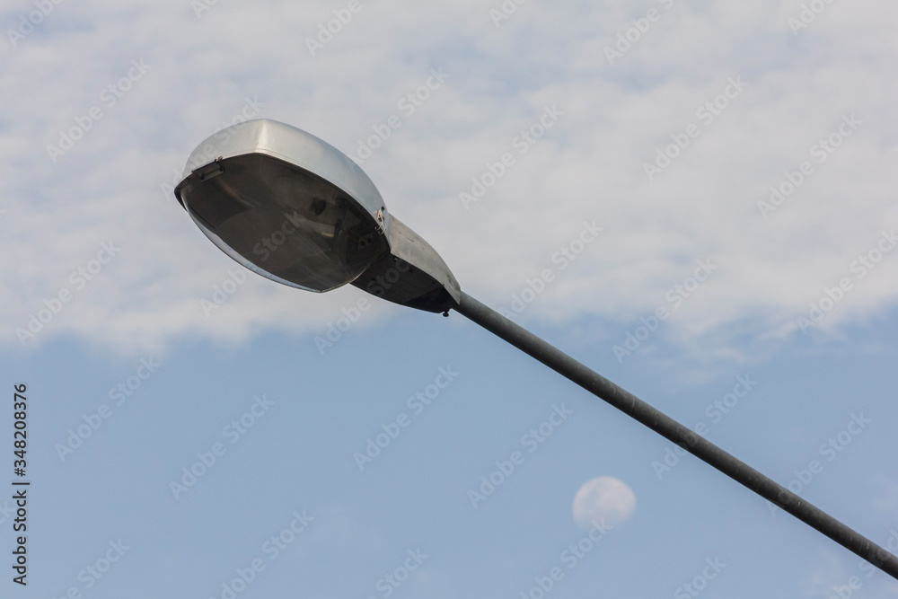 single post lamp with sky and moon background single post lamp with sky and moon background