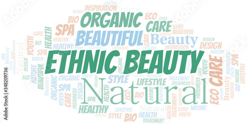 Ethnic Beauty word cloud collage made with text only.