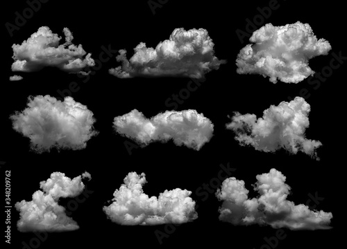 White cloud isolated on black background realistic cloud.