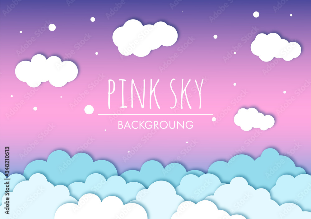 Pink sky with clouds background