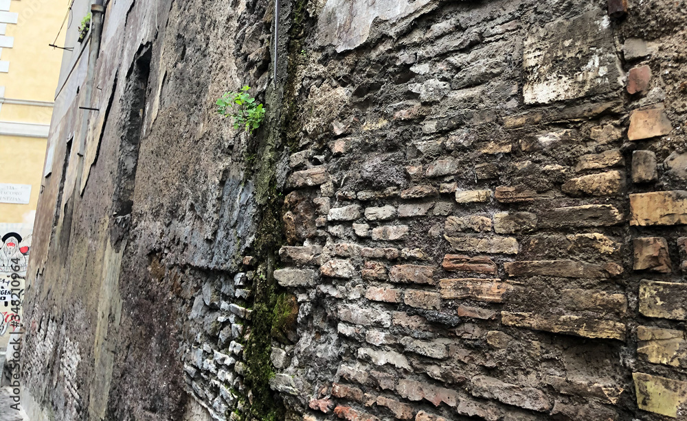 old stone wall Trastevere Rome
