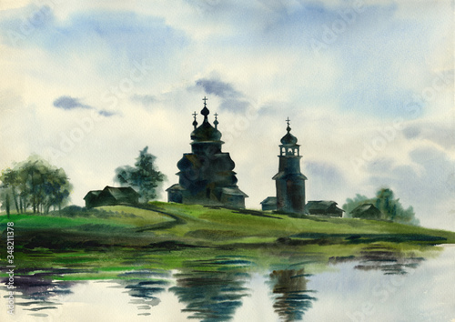 Watercolor: On the river Onega