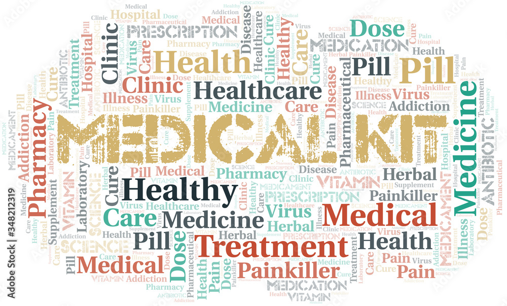 Fototapeta premium Medical Kit word cloud collage made with text only.