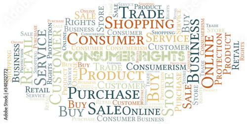 Consumer Rights word cloud collage made with text only.