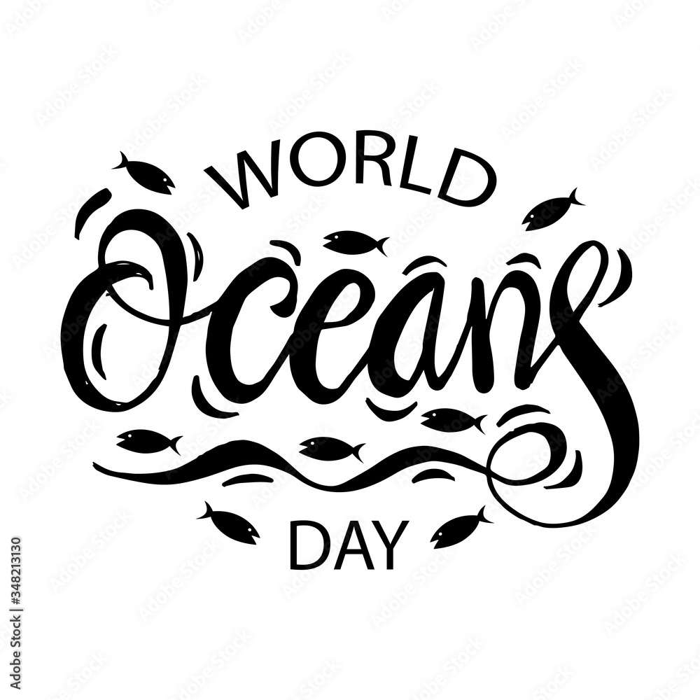 World Oceans Day. Hand lettering text for poster, card, invitation and banner. World Oceans Day. Hand lettering text for poster, card, invitation and banner.