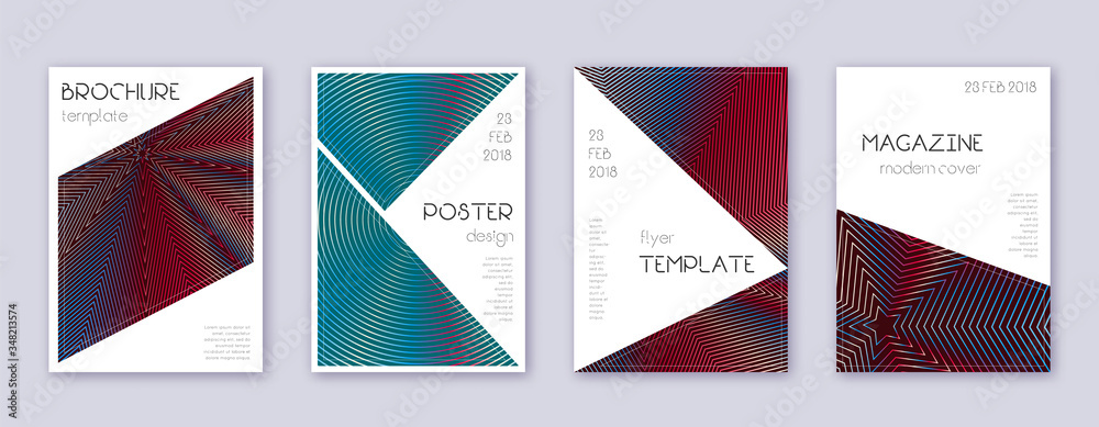 Fototapeta Triangle brochure design template set. Red abstrac