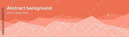 Futuristic crypto colorful blockchain illustration. Vector header banner for web and mobile design. Abstract polygonal background with lines and dots. EPS 10