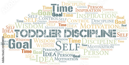 Toddler Discipline word cloud collage made with text only.