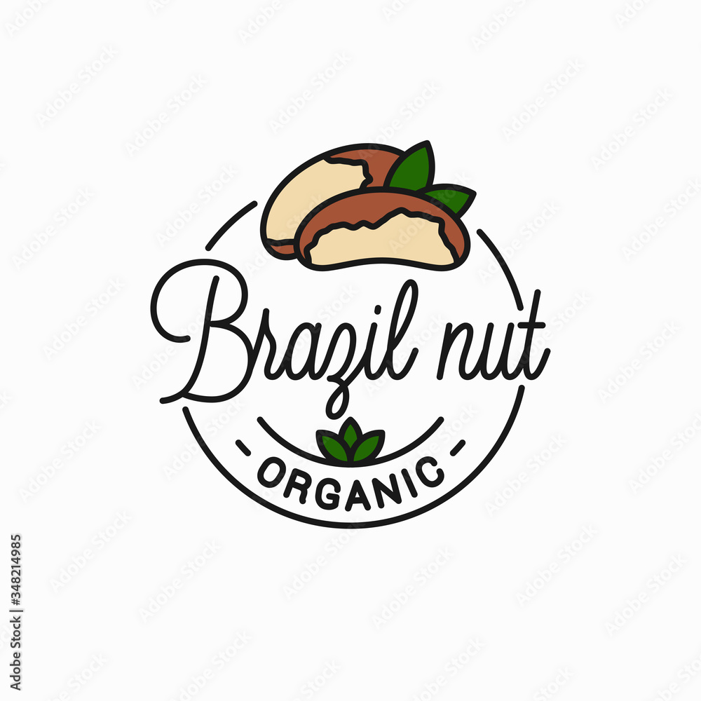 Brazil nut logo. Round linear of peeled brazil nut Brazil nut logo. Round linear of peeled brazil nut