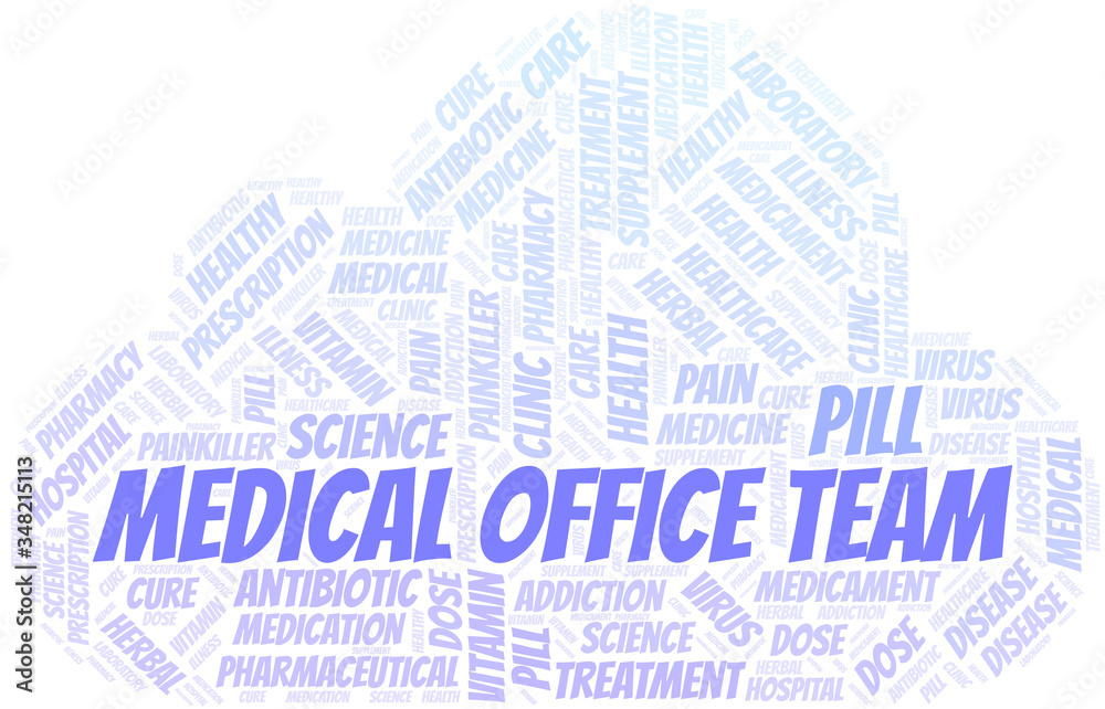 Obraz premium Medical Office Team word cloud collage made with text only.