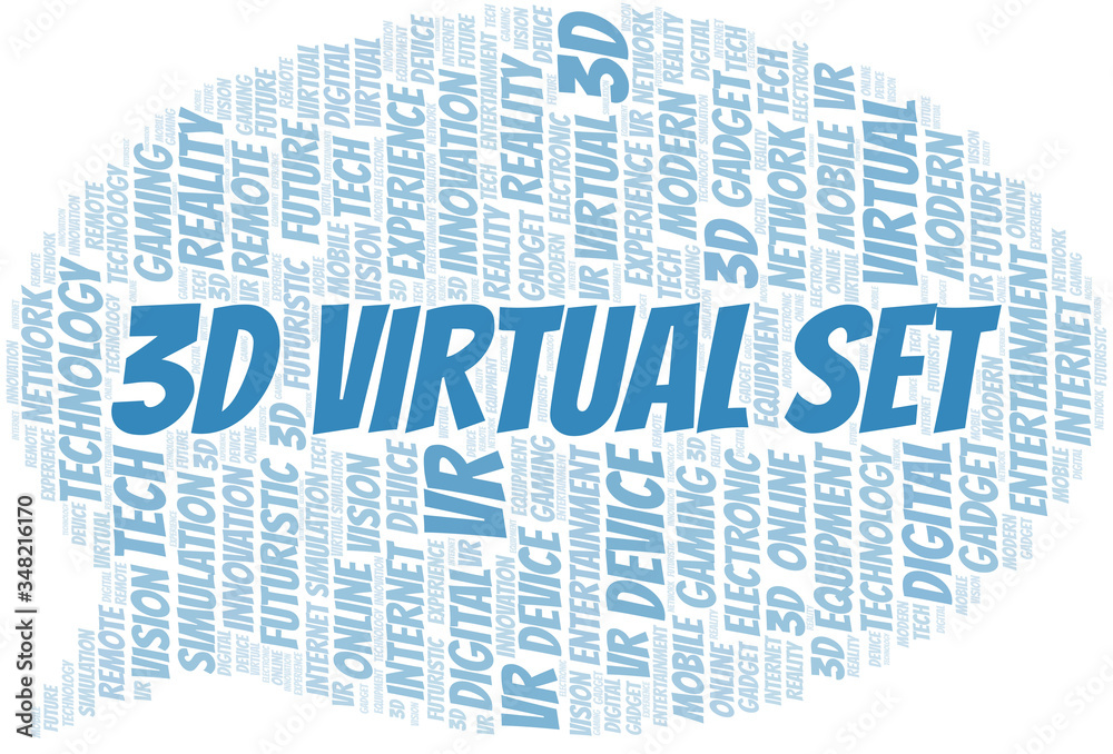Obraz premium 3d Virtual Set word cloud collage made with text only.