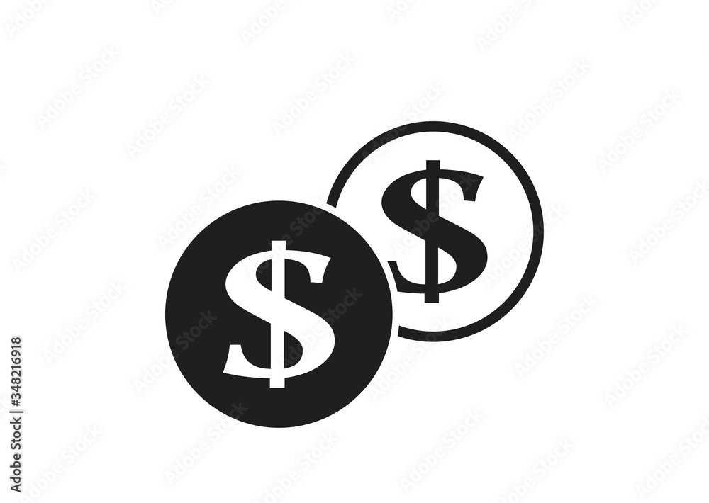 dollar coins icon. finance and money symbol dollar coins icon. finance and money symbol