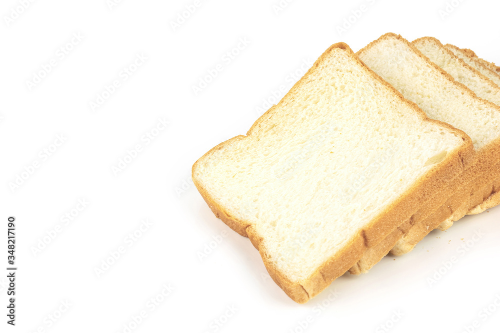 Slice of bread isolated on white background