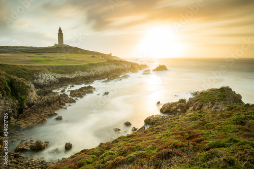 Torre de Hércules al atardecer, Coruña, Galicia