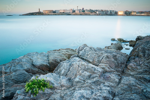A Coruña al atardecer, Torre de Hércules, Galicia.