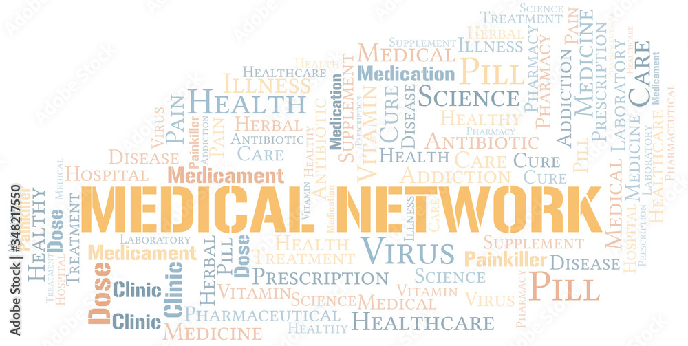 Fototapeta premium Medical Network word cloud collage made with text only.