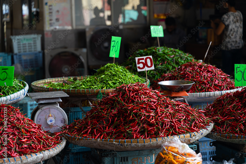 Many types of peppers Sell in the Local market