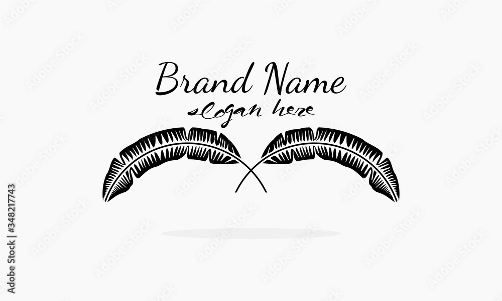 brand logo with banana leaf concept design template logo brand logo with banana leaf concept design template logo