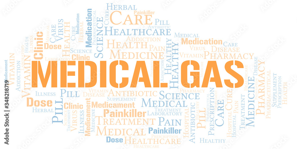 Medical Gas word cloud collage made with text only.