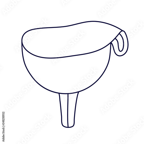 Kitchen funnel in doodle style. Hand drawn vector illustration in black ink isolated on white background.