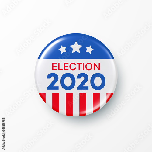 I Vote 2020 United States of America Presidential Election Button Design. Vector illustration