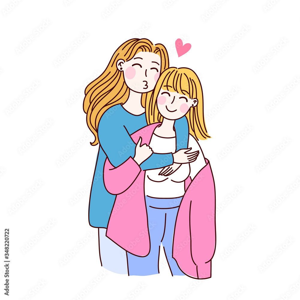 Lesbian family concept. Vector illustration. Doodle simple style Lesbian family concept. Vector illustration. Doodle simple style