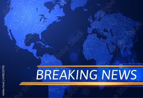 Breaking news vector background with world map. EPS10