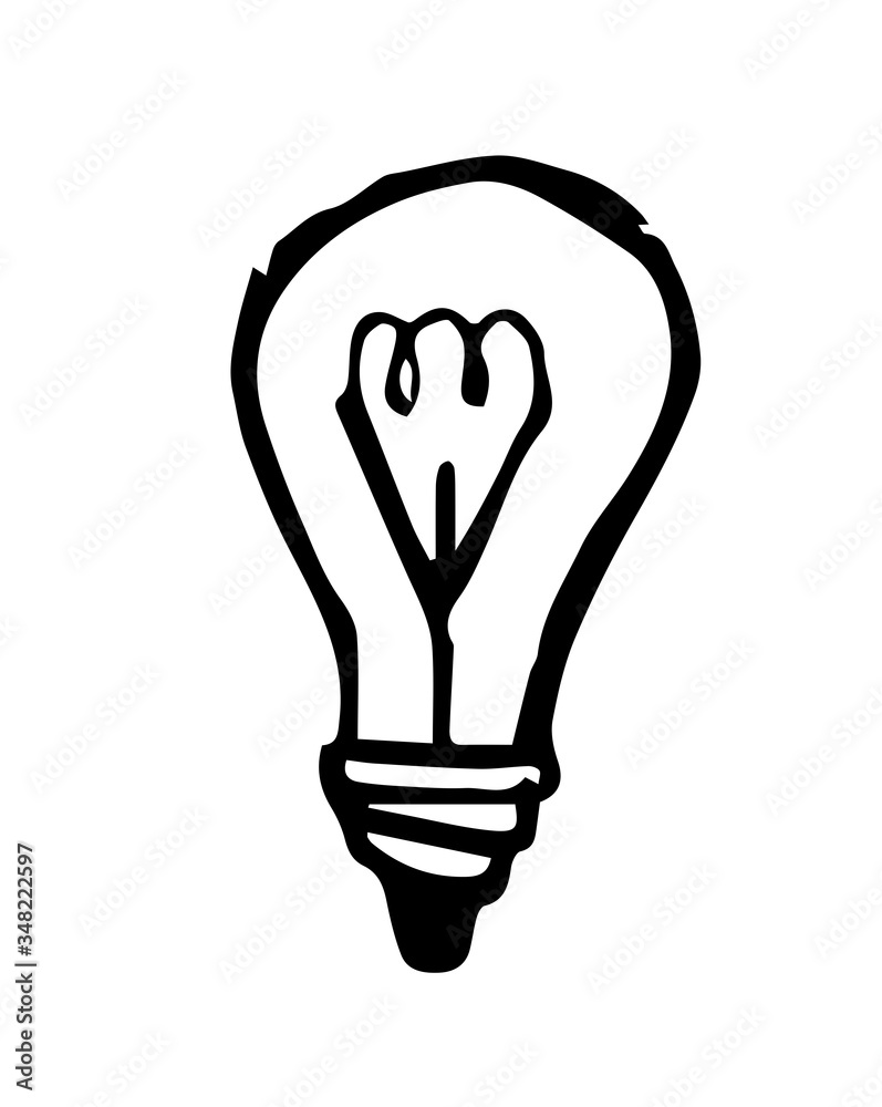 Electric light bulb. Idea concept icon. Isolated object. Hand drawn style vector illustration. Electric light bulb. Idea concept icon. Isolated object. Hand drawn style vector illustration.