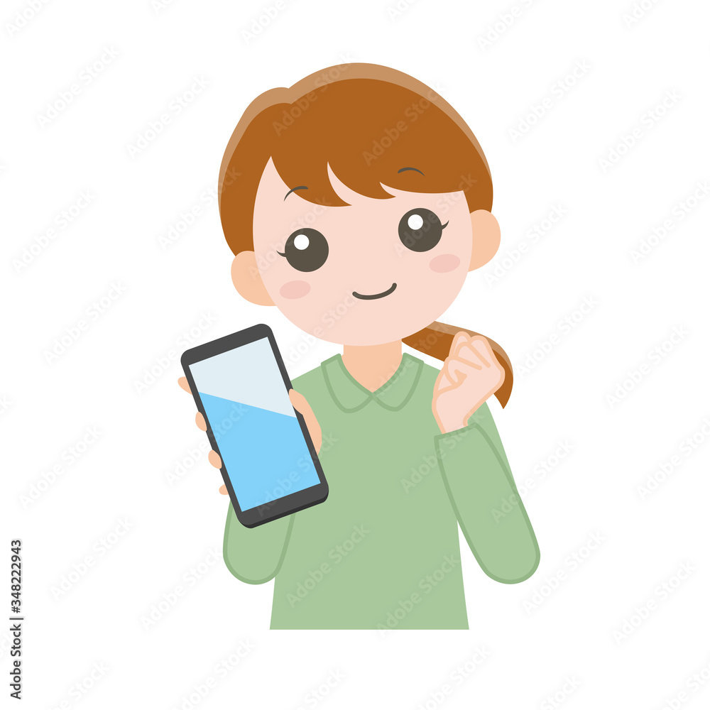 スマホを見せる女性 スマホを見せる女性