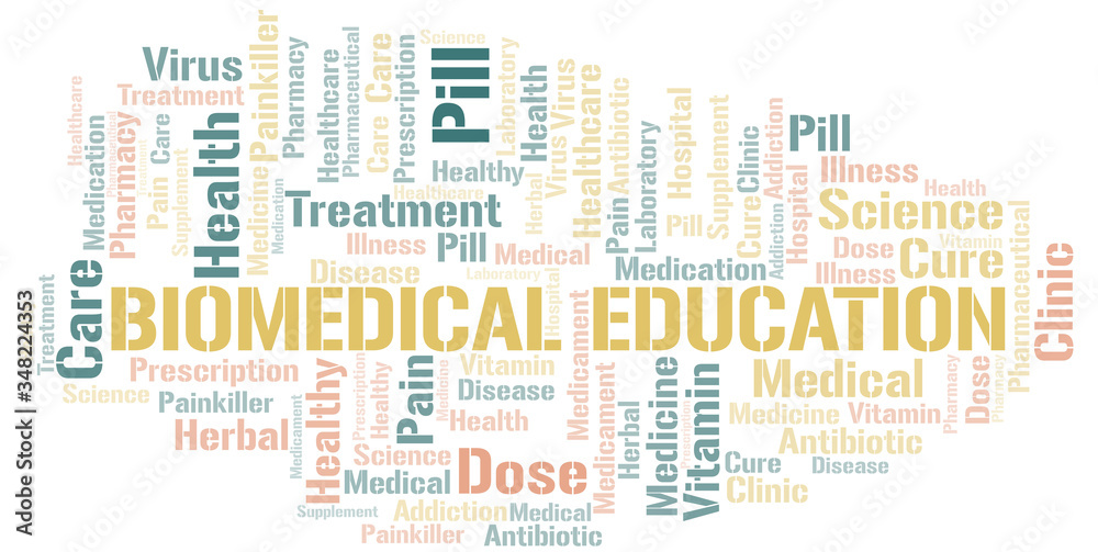 Obraz premium Biomedical Education word cloud collage made with text only.