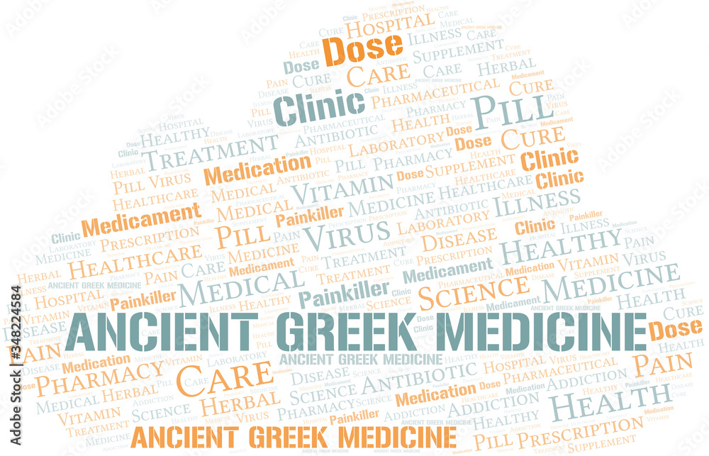 Obraz premium Ancient Greek Medicine word cloud collage made with text only.