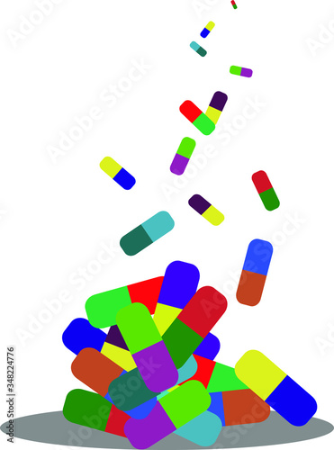 colorful pills on white background