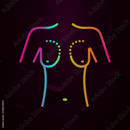 Breast enlargement, woman body nolan icon Simple thin line, outline vector of Anti age icons for ui and ux, website or mobile application