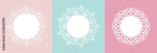 Lace paper / レースペーパー - doily lasercut paper Round ornament white lace doily paper napkin Set Design element pastel girly cute natural invitation 